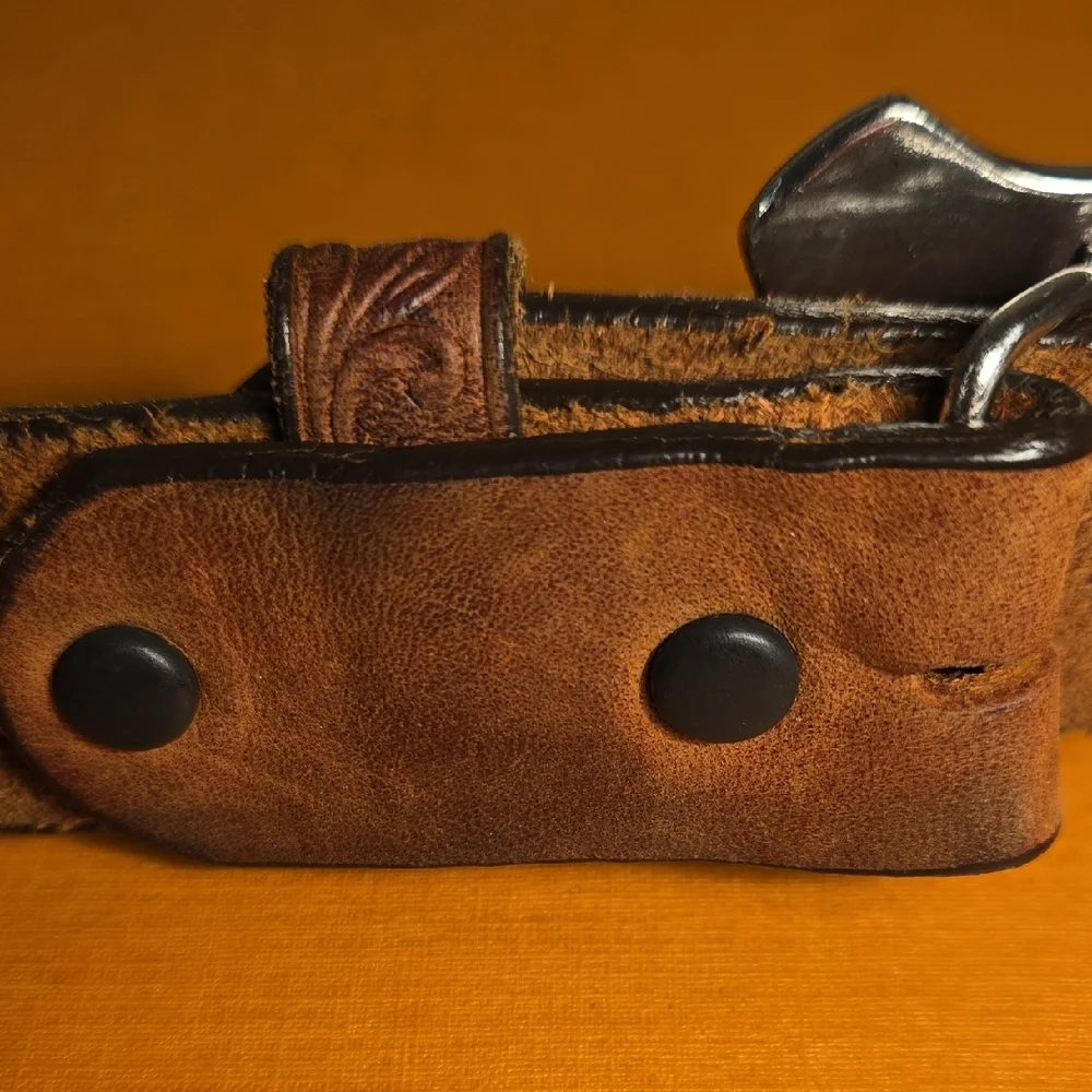 Tony Lama Kid's Leather Floral and Long Horn Belt